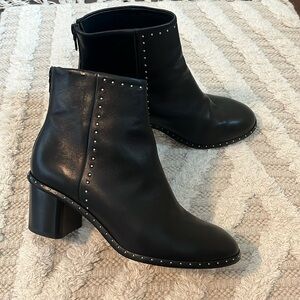 Rag & Bone Black Leather Willow Studded Ankle Heel Boots Size Euro 38/US 7.5-8